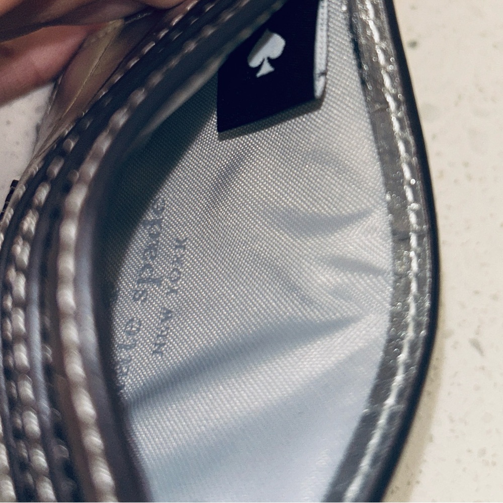 ♠️ Kate Spade Madison Croc Embossed Mini Crossbody & Slim Card Holder Silver NWT - Picture 17 of 17